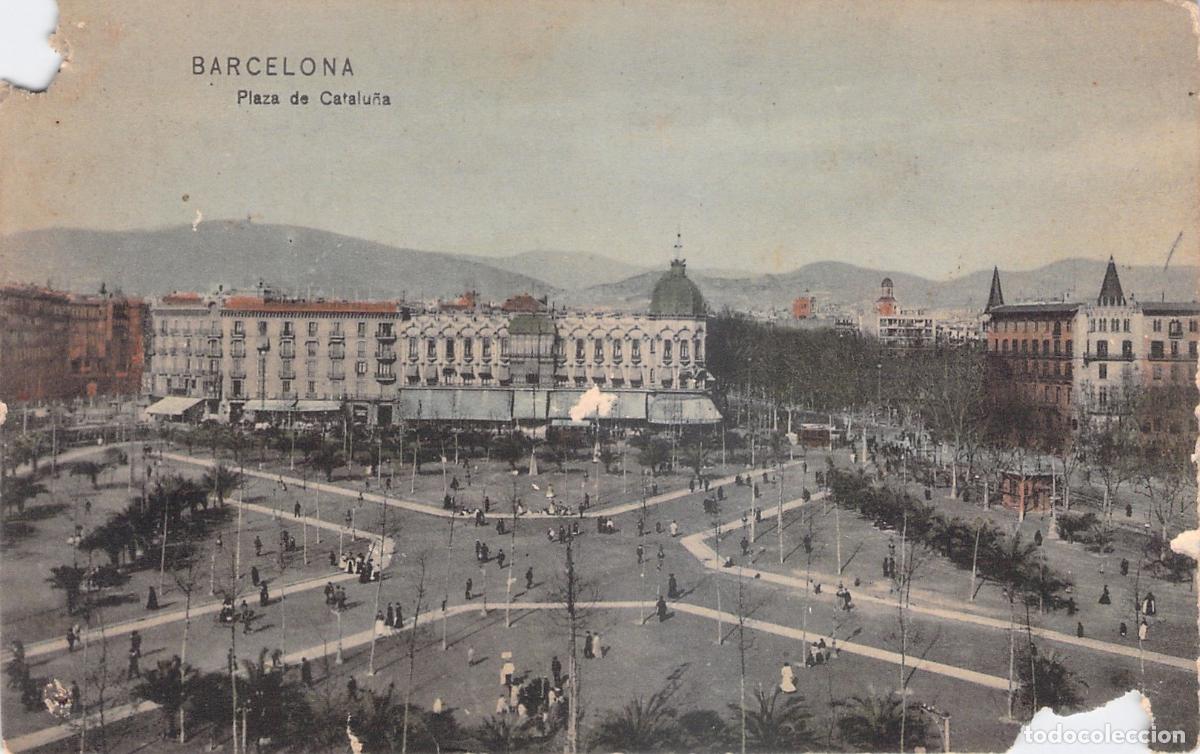 Postales: Tarjeta Postal de la Plaza de Catalu&ntilde;a en Barcelona