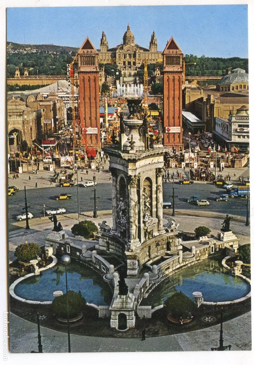 Postales: Barcelona. Plaza de Espa&ntilde;a y Feria de Muestras. Postales A. Serrano