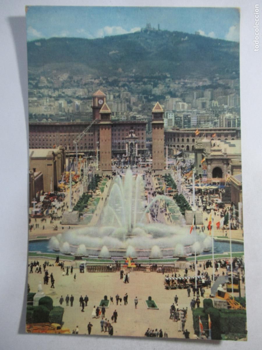 Postales: Barcelona - Avenida de Mar&iacute;a Cristina y Fuente M&aacute;gica - Escrita