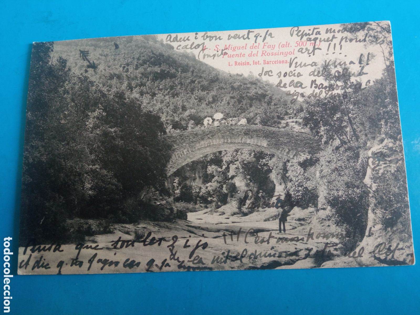 Postales: Antigua postal fotogr&aacute;fica, S. MIGUEL DE FAY, Puente del Rossinyol, sellada y matasellada(Barcelona)