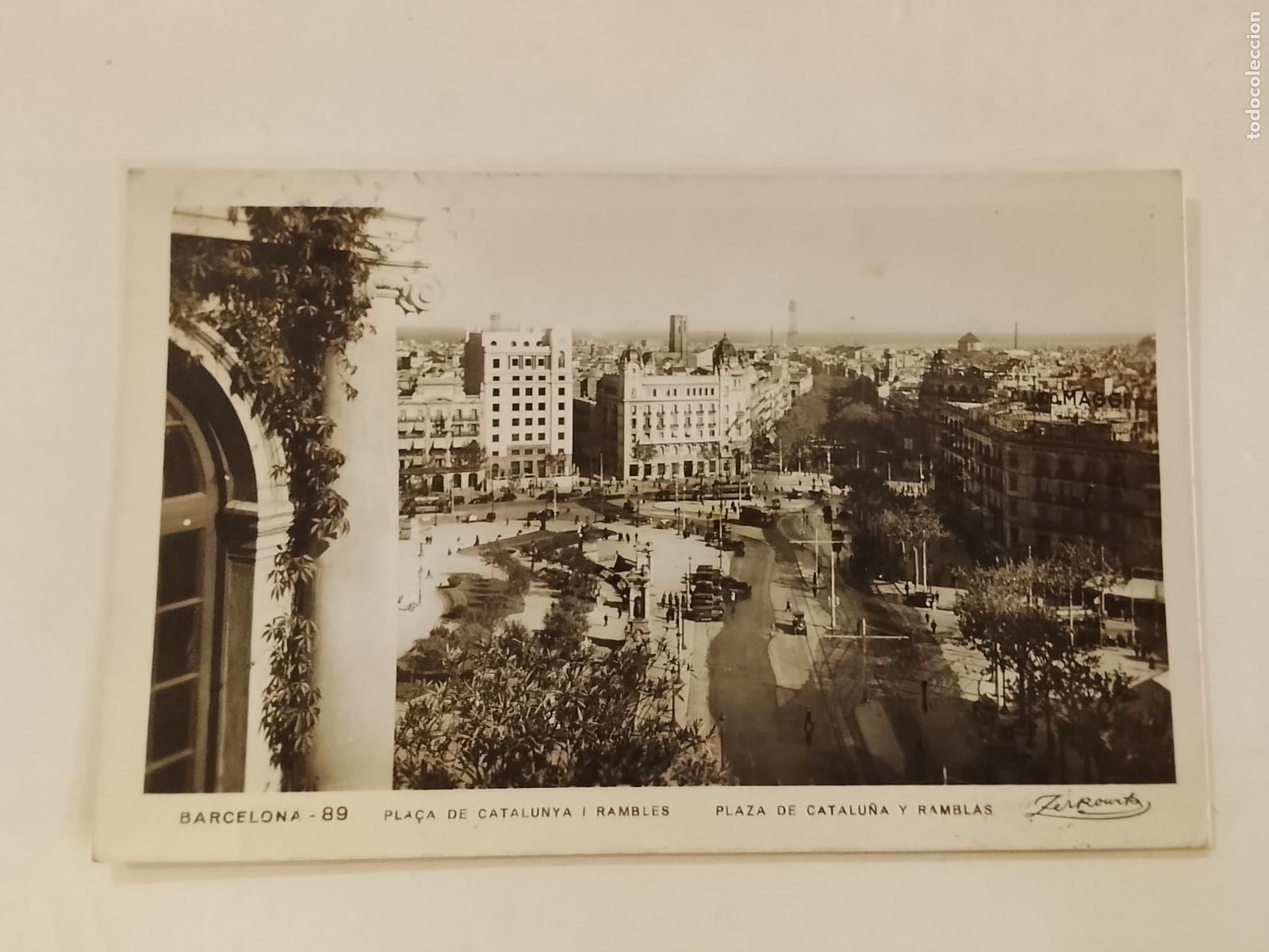 Postcards: BARCELONA - PLA&Ccedil;A CATALUNYA I RAMBLES - FOTOGRAFICA ZERKOWITZ -POSTAL ANTIGUA-(115.645)