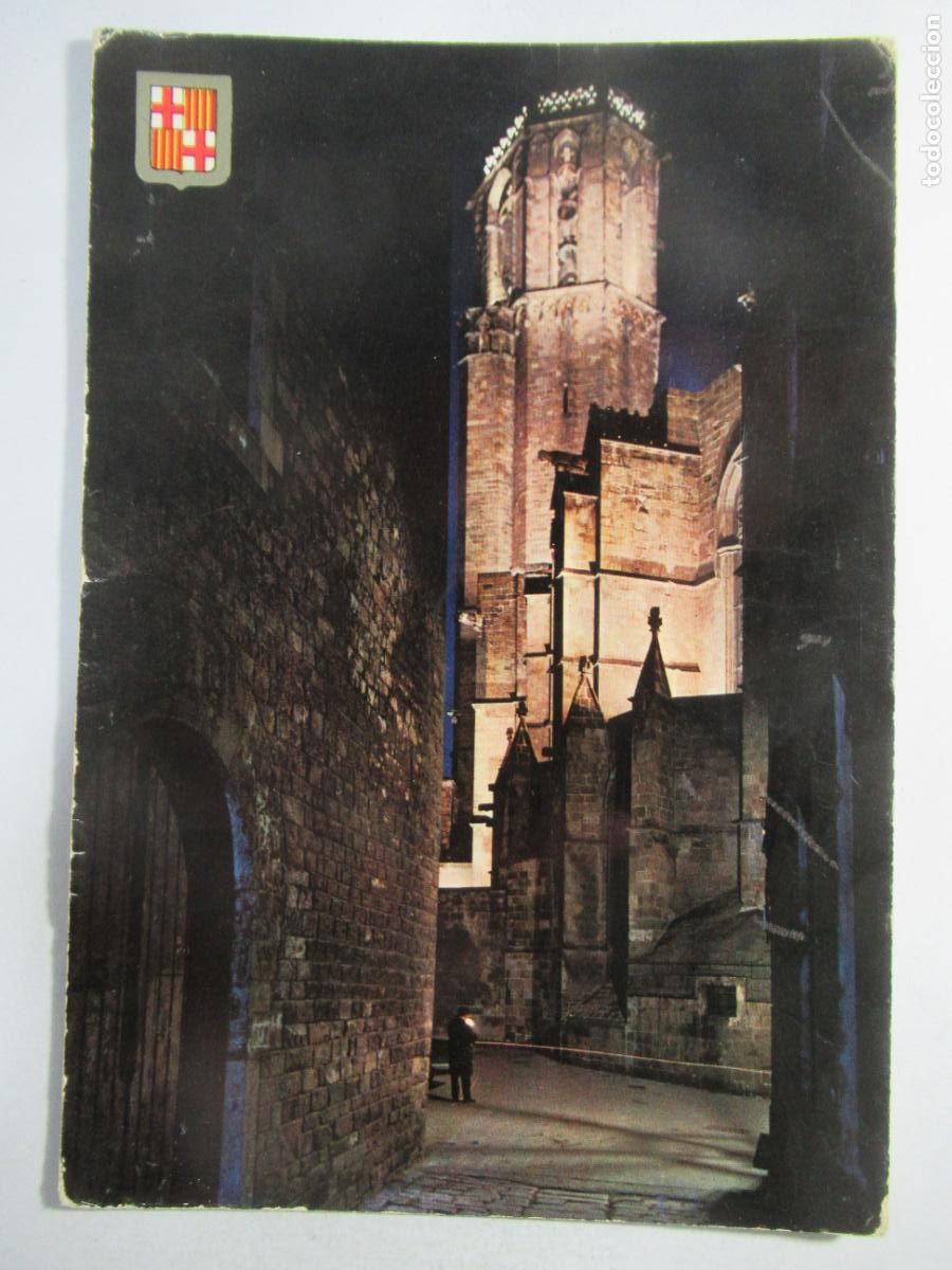 Postales: Barcelona - Barrio G&oacute;tico. Nocturno - Escrita