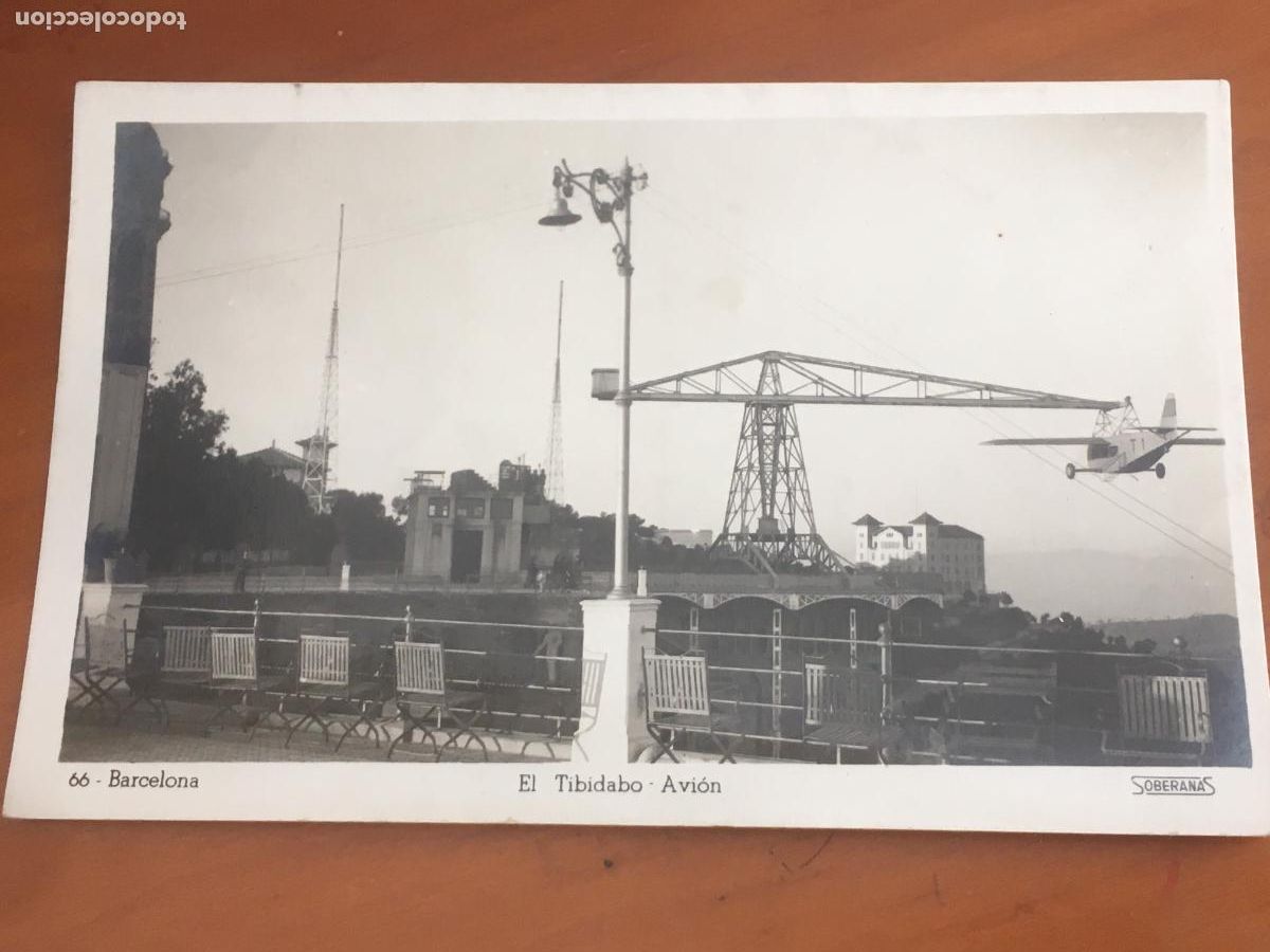 Postais: barcelona atracciones avion parque tibidabo postal original antigua
