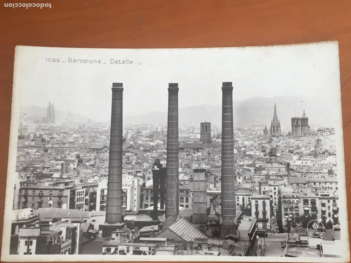 Postales: barcelona tres chimeneas detalle postal original antigua