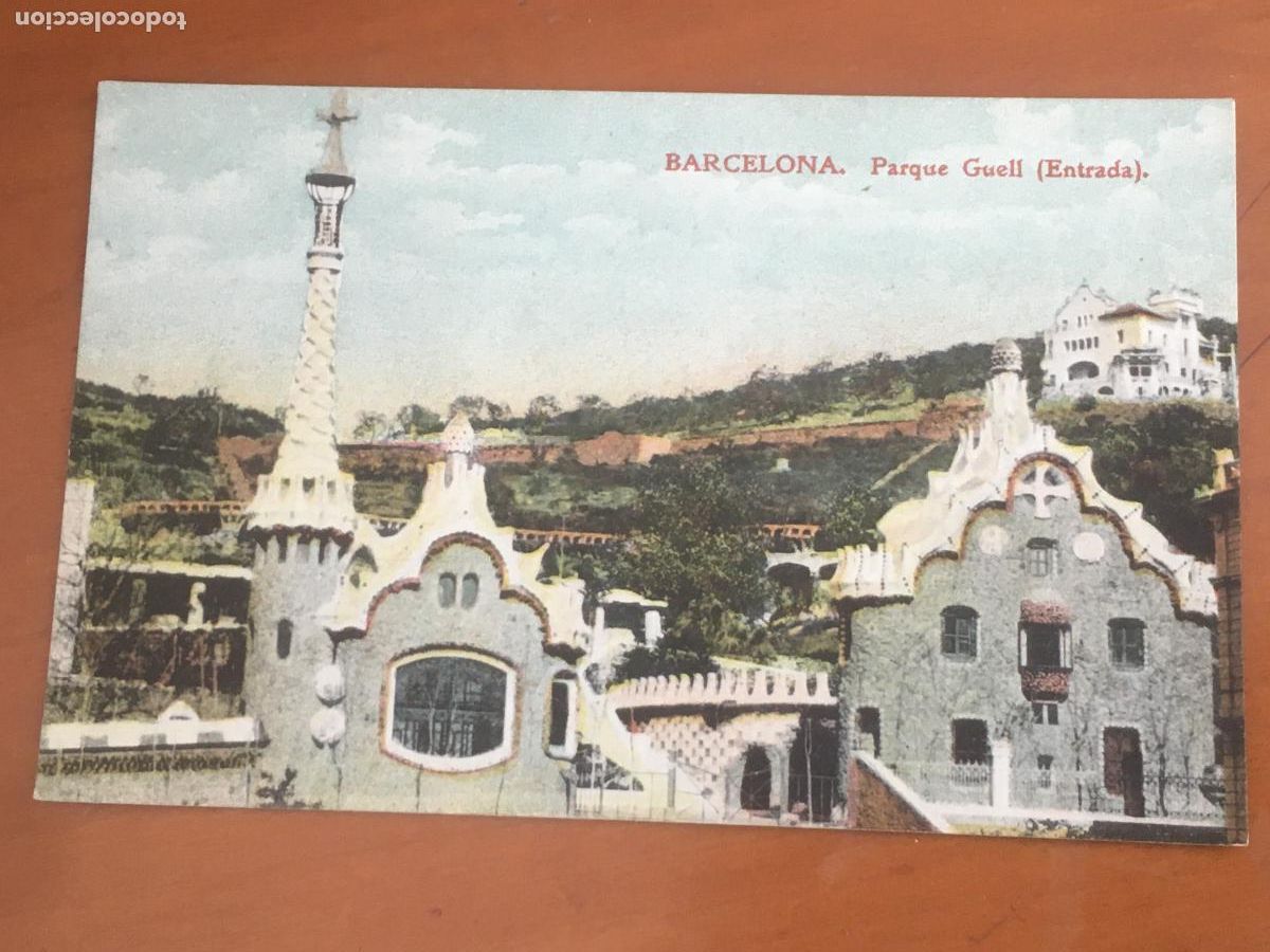 Postais: barcelona parque guell entrada gaudi postal original antigua