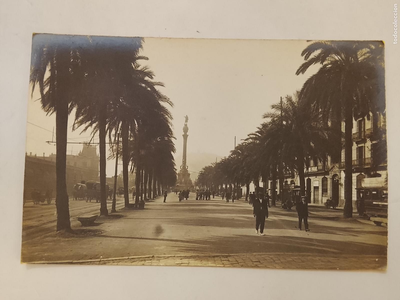 Postales: BARCELONA - MONUMENTO A COLON - TRANVIA - FOTOGRAFICA - POSTAL ANTIGUA -(115.805)