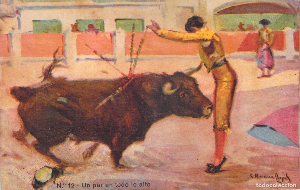 Postales: Postal de Tauromaquia: Un Par en Todo lo Alto por Ruano Llopis