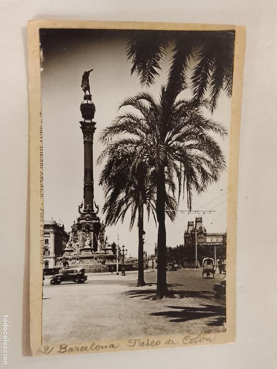 Postales: BARCELONA - PASEO DE COLON -ES FOTO PEGADA-POSTAL PROTOTIPO ANTIGUA-(115.871)