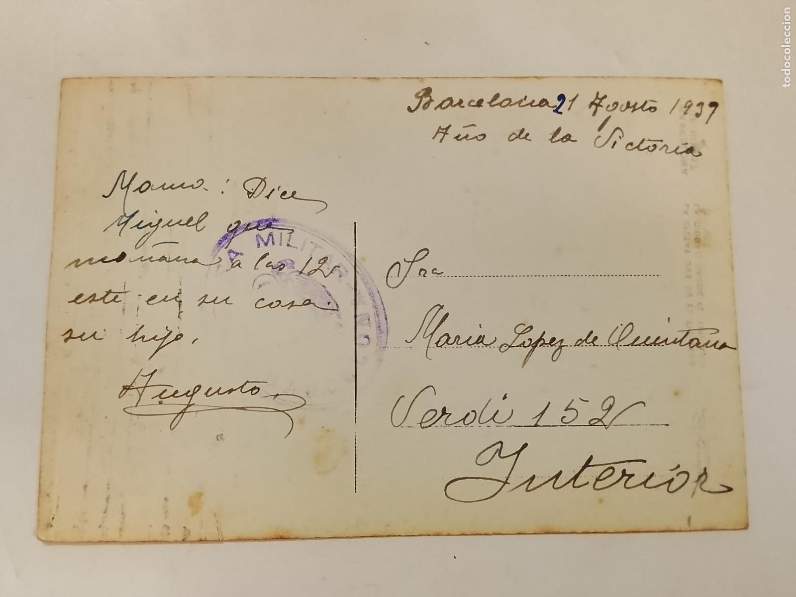 Postales: POSTAL ANTIGUA CIRCULADA CON SELLO CENSURA MILITAR BARCELONA - A&Ntilde;O 1939 -(115.894)