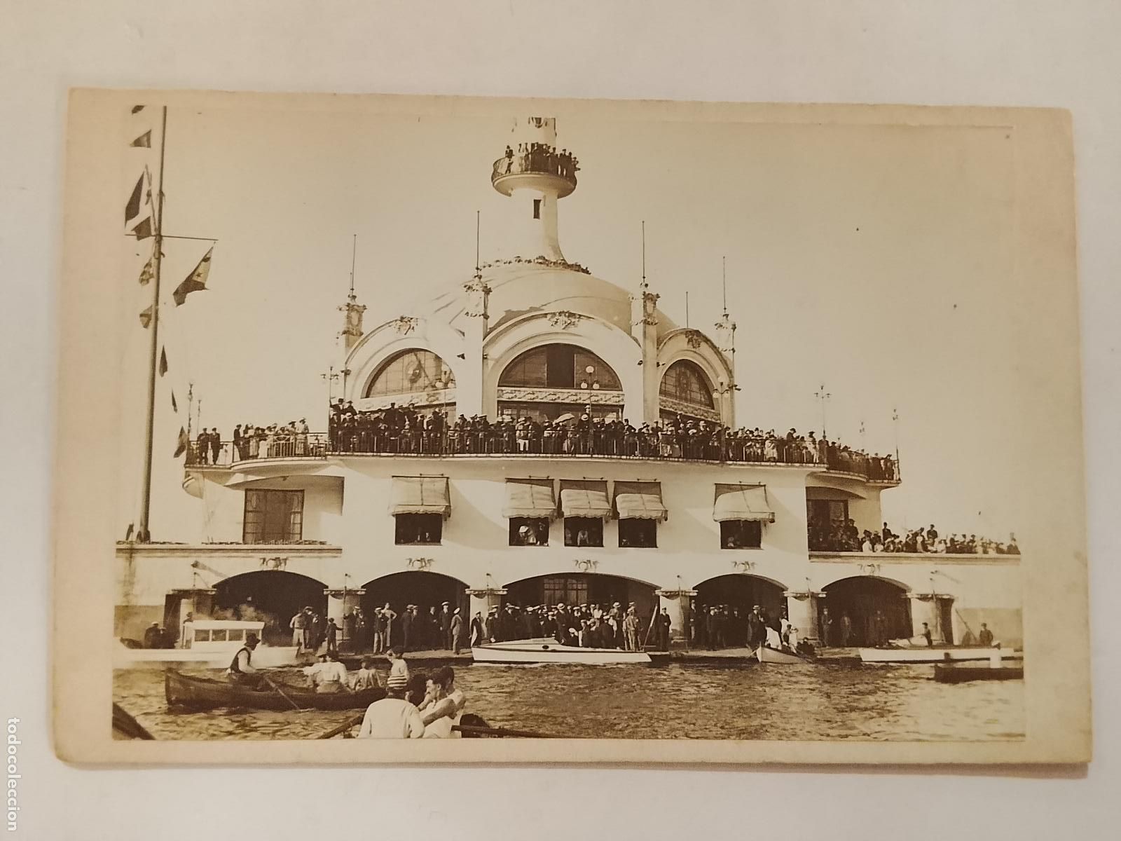 Postales: BARCELONA - REAL CLUB MARITIMO - FOTOGRAFIA ANTIGUA PEGADA A POSTAL ANTIGUA -(115.897)