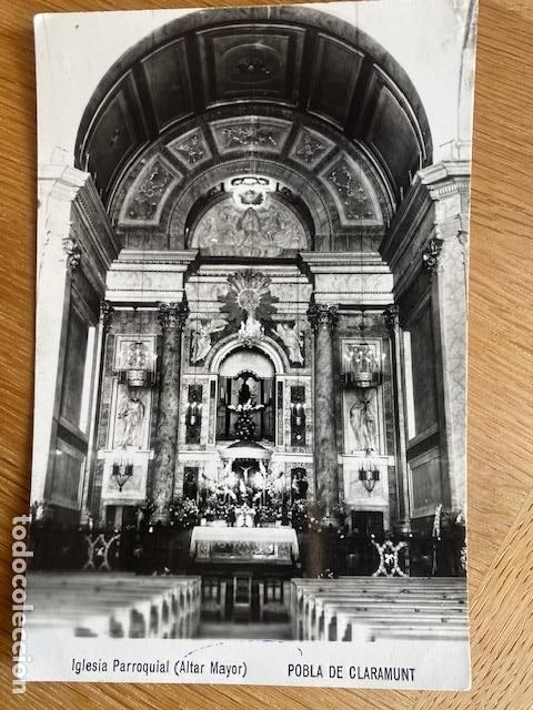 Postales: Pobla de Claramunt. Barcelona. Iglesia Parroquial. Altar mayor. Escrita 1955