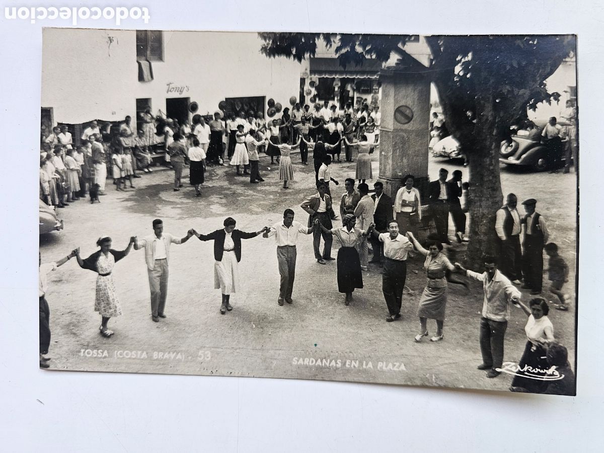 Postales: Fant&aacute;stica Postal de Tossa de Mar n&deg;53 sardanas en la plaza 1954 Escrita