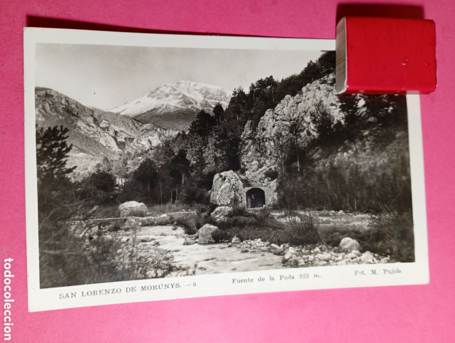 Postales: SAN LORENZO (LLOREN&Ccedil;) DE MORUNYS 5 FUENTE DE LA PUDA B/N CIRCULADA FOT. M. PUJOLS R1628