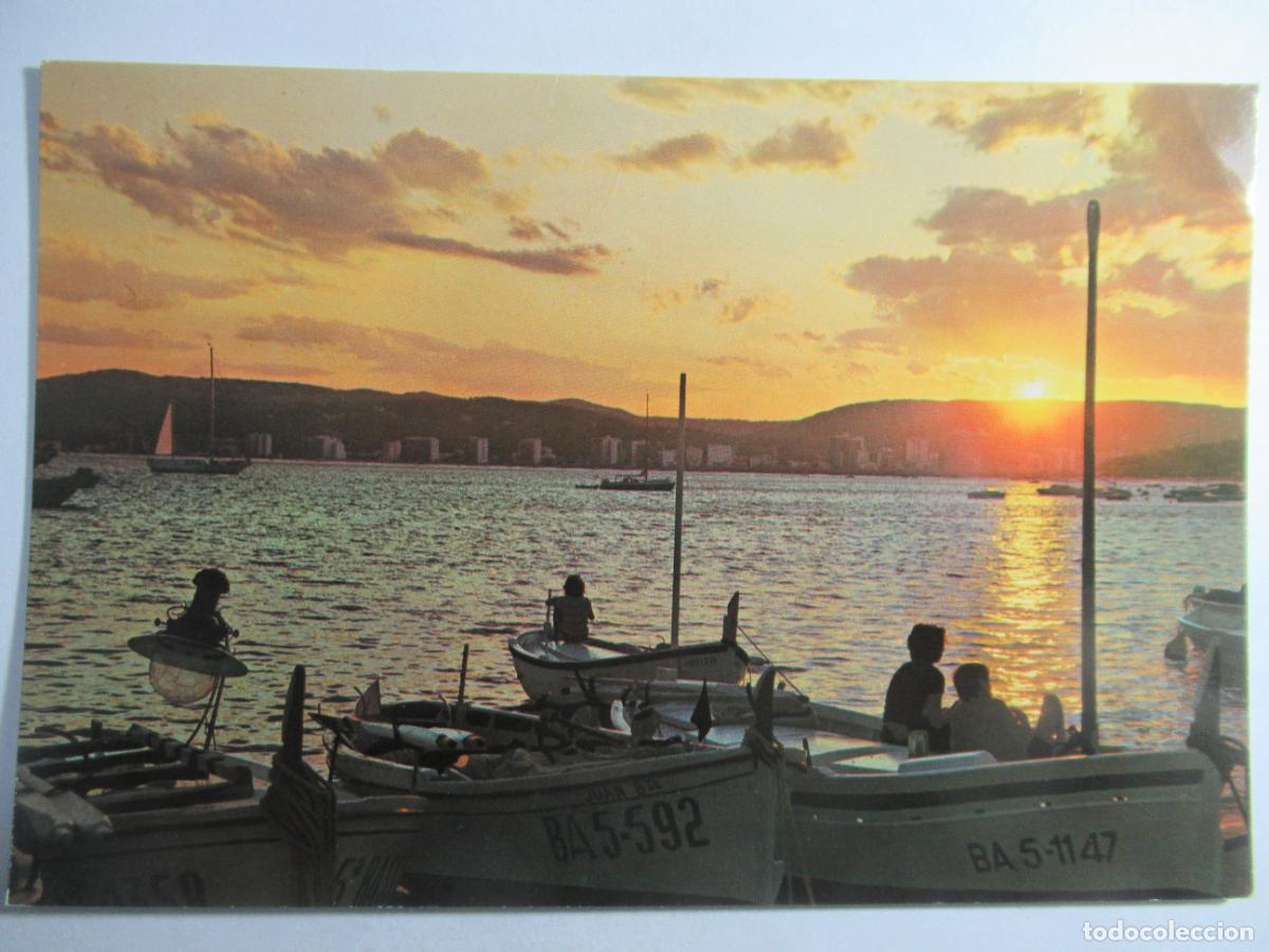 Postales: Costa Brava - Puesta de sol en la Costa Brava - Escrita