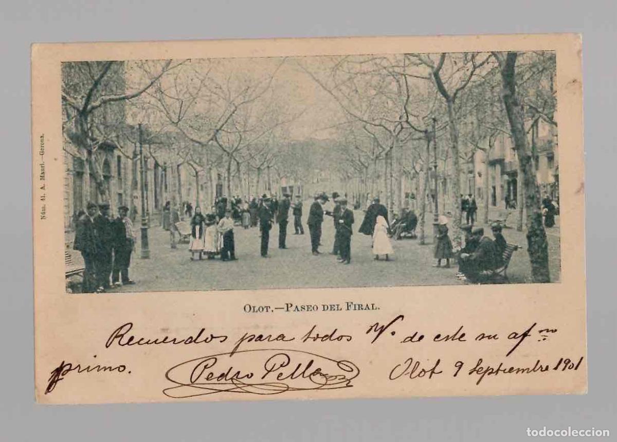 Postales: TARJETA POSTAL OLOT PASEO DEL FIRAL. N&ordm; 41 A. MAURI, GERONA. A&Ntilde;O 1901