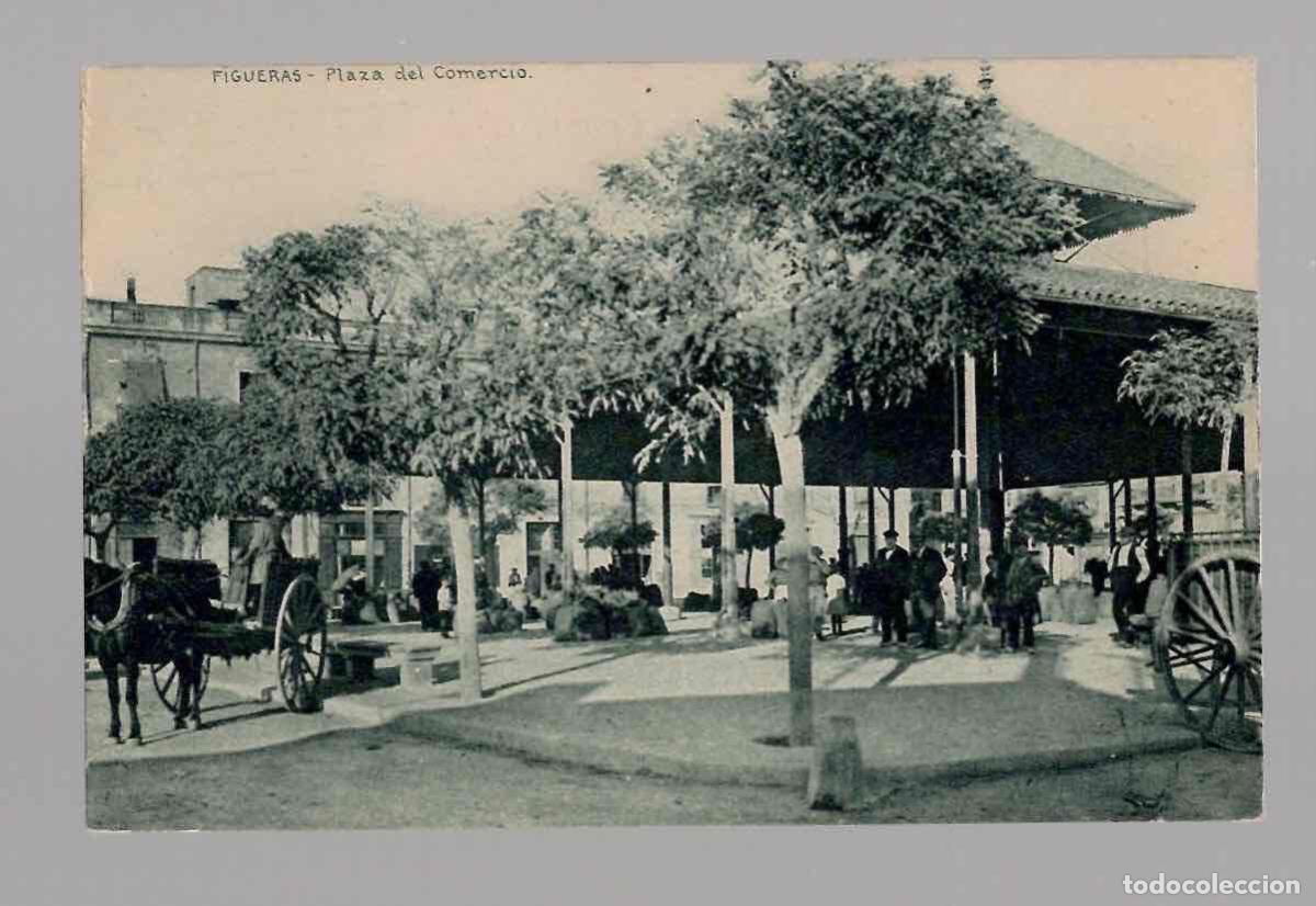 Postales: TARJETA POSTAL FIGUERAS PLAZA DEL COMERCIO. ED. JOSE MASDEVALL, LIBRERIA FIGUERAS