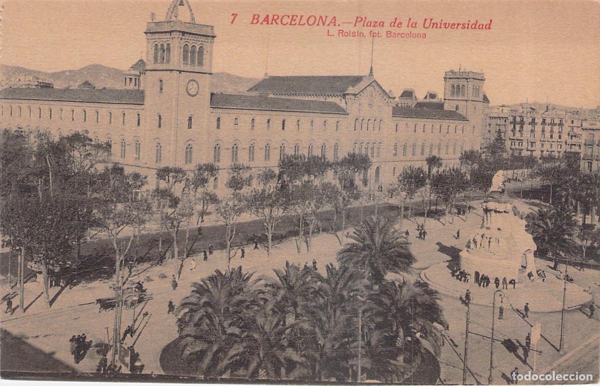 Postales: Postal de la Plaza de la Universidad en Barcelona, Fotograf&iacute;a L. Roisin