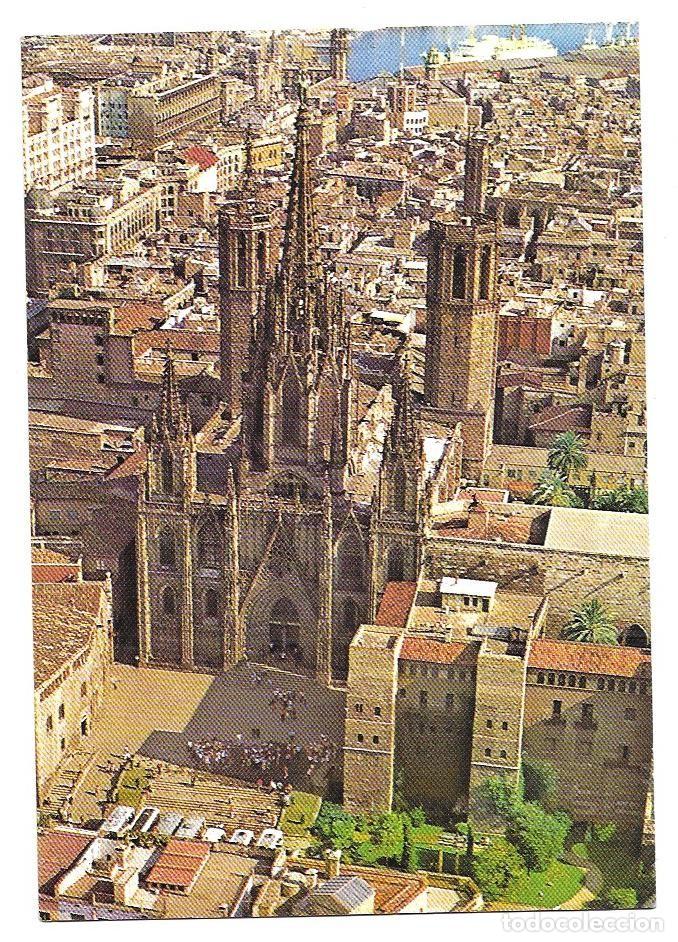 Postales: Postal &rdquo;Barcelona Catedral y Barrio G&oacute;tico. Vista a&eacute;rea&rdquo; Ed. A. Campa&ntilde;&aacute;. A&ntilde;os 60 N/C