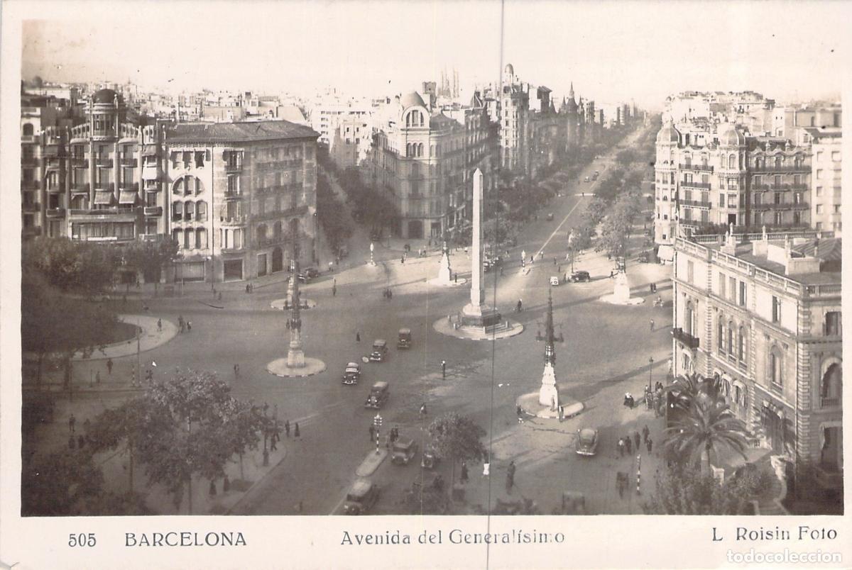 Postales: Postal de Barcelona, Avenida del General&iacute;simo con Obelisco
