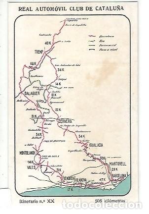 Postales: ANTIGUA POSTAL REAL AUTOMOVIL CLUB DE CATALU&Ntilde;A ITINERARIO N&ordm; XX HOTEL FARGA TREMP