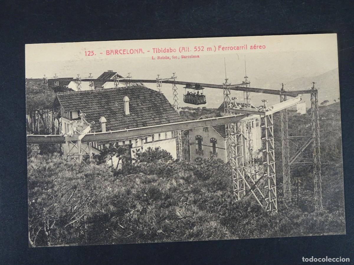 Postales: ANTIGUA POSTAL CPA, TIBIDABO FERROCARRIL A&Eacute;REO , BARCELONA, L.ROISIN, VER FOTOS