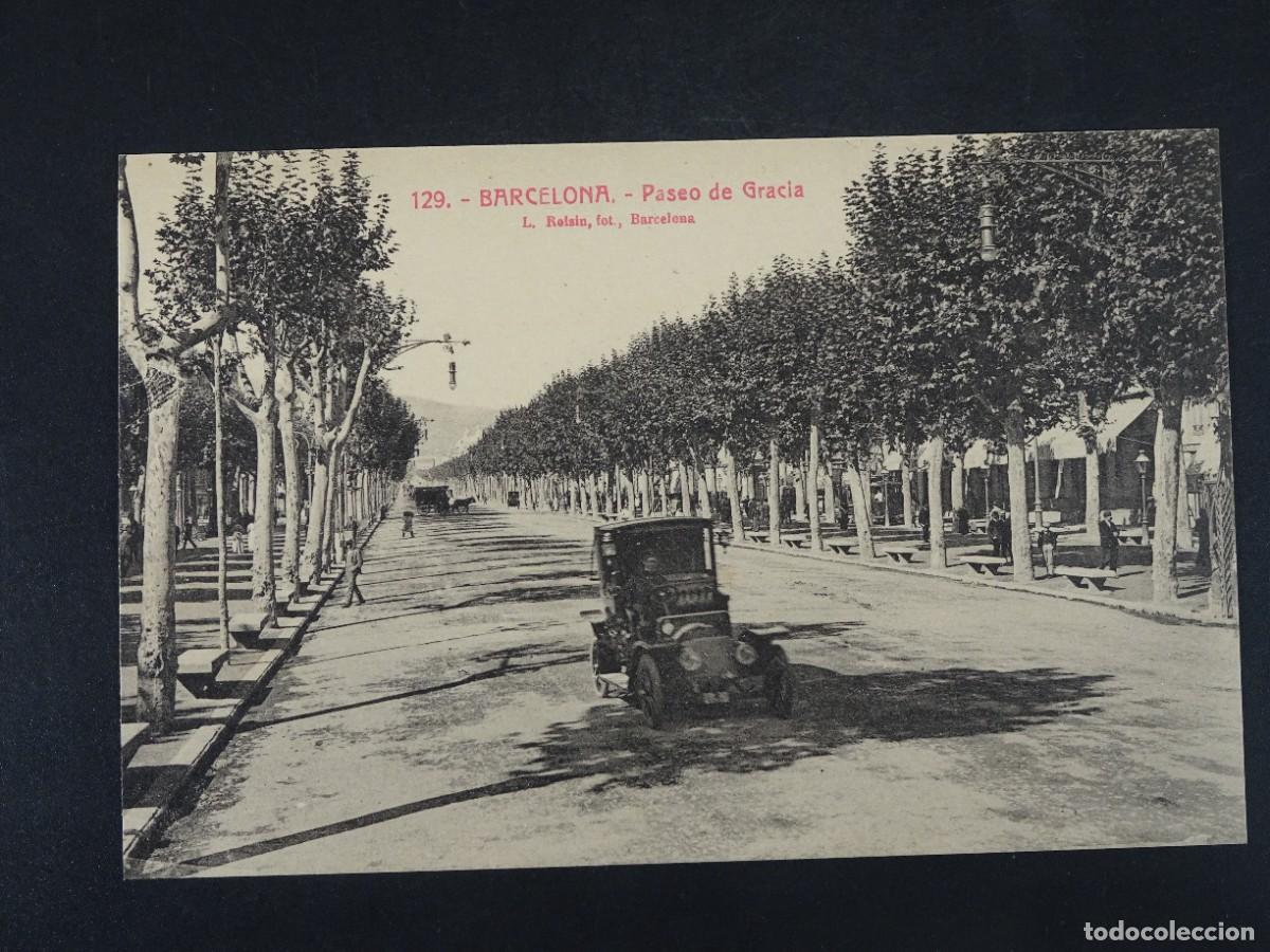 Postales: ANTIGUA POSTAL CPA,PASEO DE GRACIA, AUTOM&Oacute;VIL , BARCELONA, L.ROISIN, VER FOTOS