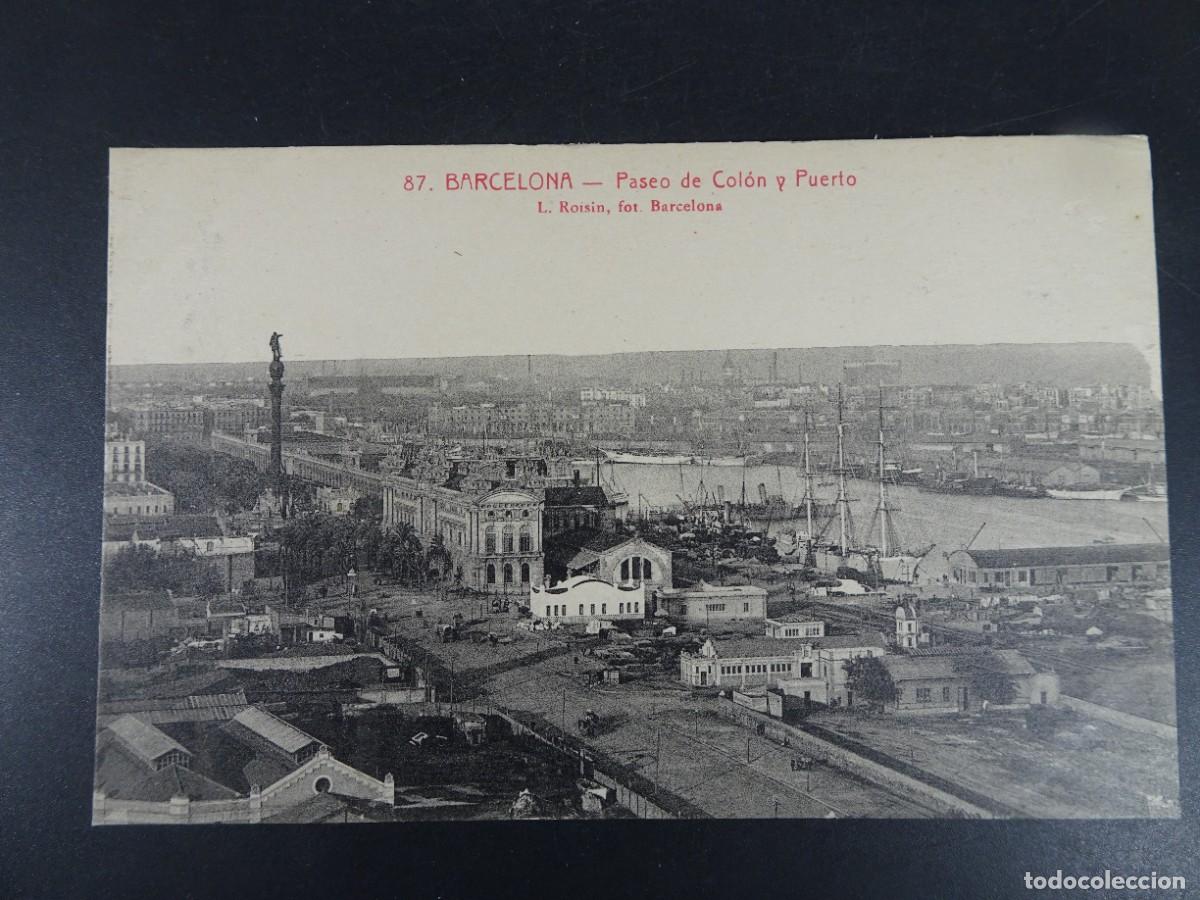 Postales: ANTIGUA POSTAL CPA, PASEO DE COL&Oacute;N Y PUERTO, BARCELONA, L.ROISIN, VER FOTOS