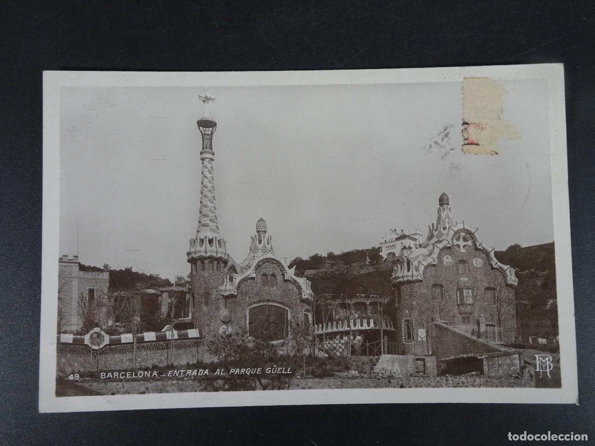 Postales: ANTIGUA POSTAL FOTOGR&Aacute;FICA CPA, ENTRADA AL PARQUE GU&Euml;LL, BARCELONA, VER FOTOS