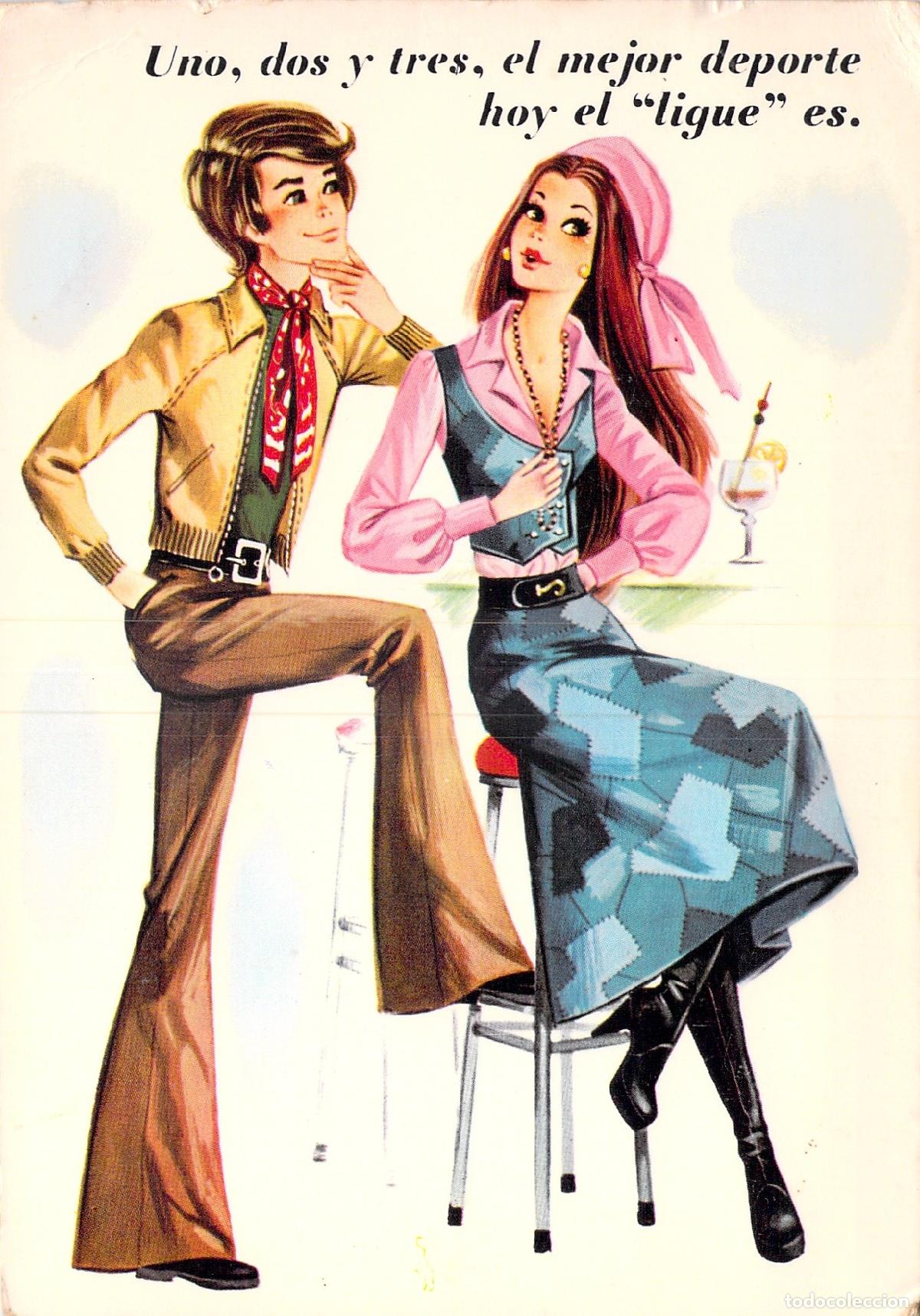 Postales: Postal Ilustrada Savir sobre el Ligue y Moda de los Setenta