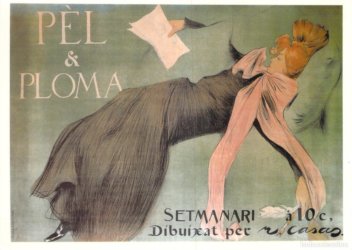 Postales: Postal Ramon Casas P&egrave;l & Ploma Cartel Modernista Barcelona
