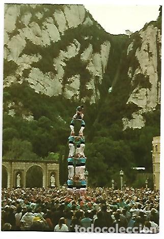 Postales: CASTELLERS A LA PLA&Ccedil;A DEL MONESTIR.- MONTSERRAT - BARCELONA