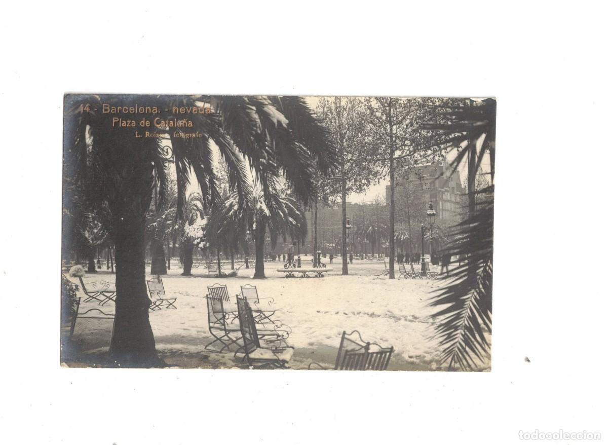 Postales: BARCELONA. NEVADA. PLAZA DE CATALU&Ntilde;A