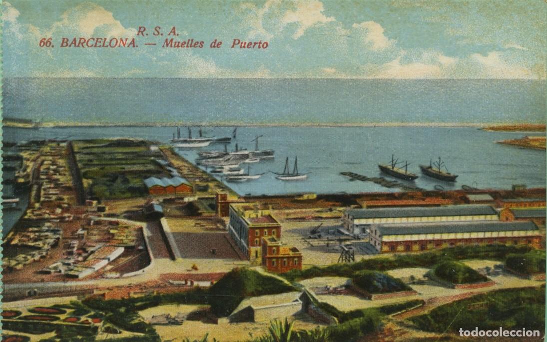 Postales: N&ordm; 66-BARCELONA. Muelles de Puerto. Sin circular. ED. ROVIRA