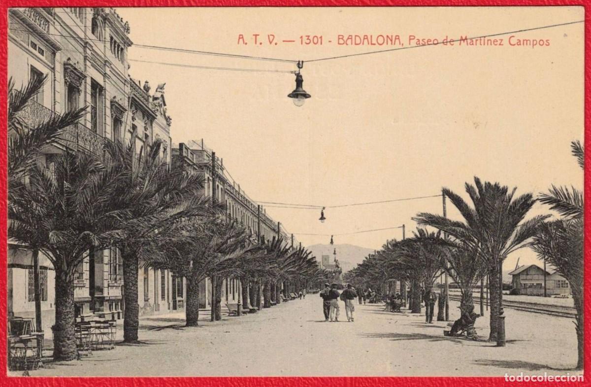 Postales: Badalona - Barcelona - A.T.V. Angel Toldr&aacute; Viazo - Paseo de Martinez Campos