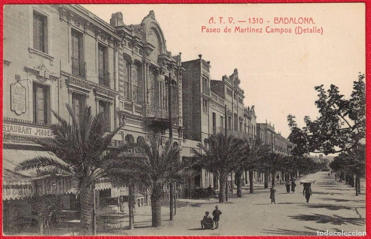 Postales: Badalona - Barcelona - A.T.V. Angel Toldr&aacute; Viazo - Paseo Martinez Campos Detalle
