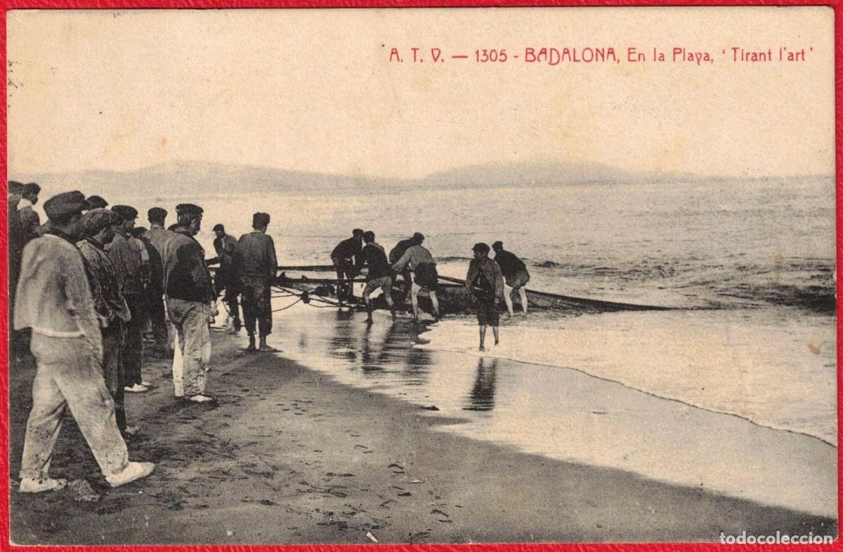 Postales: Badalona - Barcelona - A.T.V. Angel Toldr&aacute; Viazo - En la playa, Tirant l&acute;art