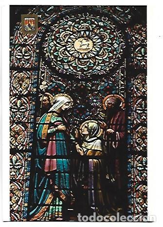 Postales: VIDRIERA DE LA BASILICA / GLASS WINDOW OF THE BASILICA.- MONTSERRAT - BARCELONA