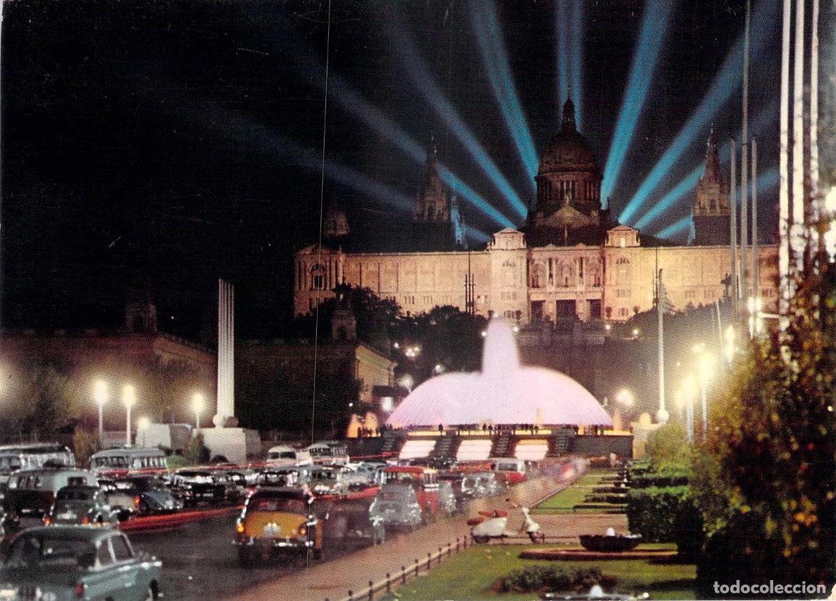 Postales: Postal de Barcelona: Palacio Nacional de Montju&iuml;c de Noche