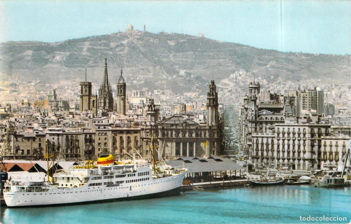 Postales: Postal de Barcelona: Puerto, Catedral, Via Layetana y Correos