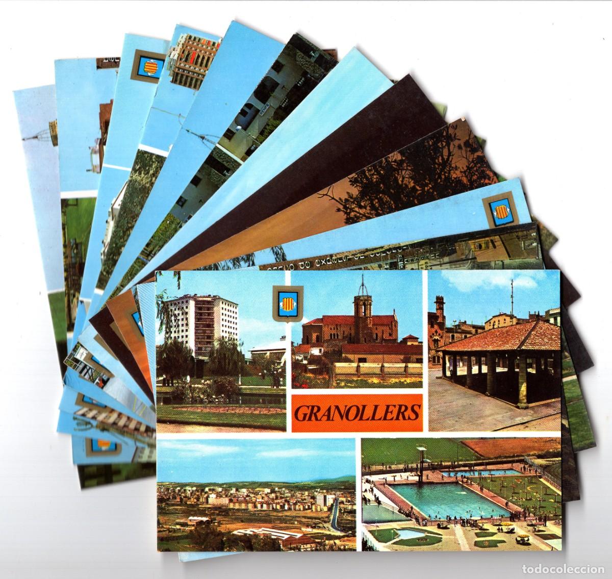 Postales: Lote de 12 postales de Granollers, a&ntilde;os 70 - Escudo de Oro