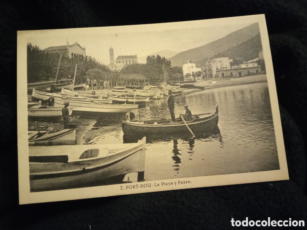 Postales: Antigua postal fotogr&aacute;fica, Port-Bou, Playa y Paseo