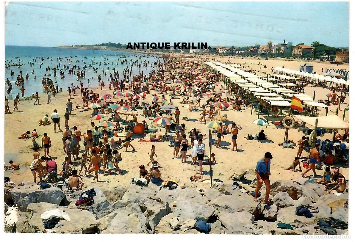 Postales: VILLANUEVA Y GELTR&Uacute; N&ordm; 225 PLAYA / EDICION SALVAT / FRANQUEADA