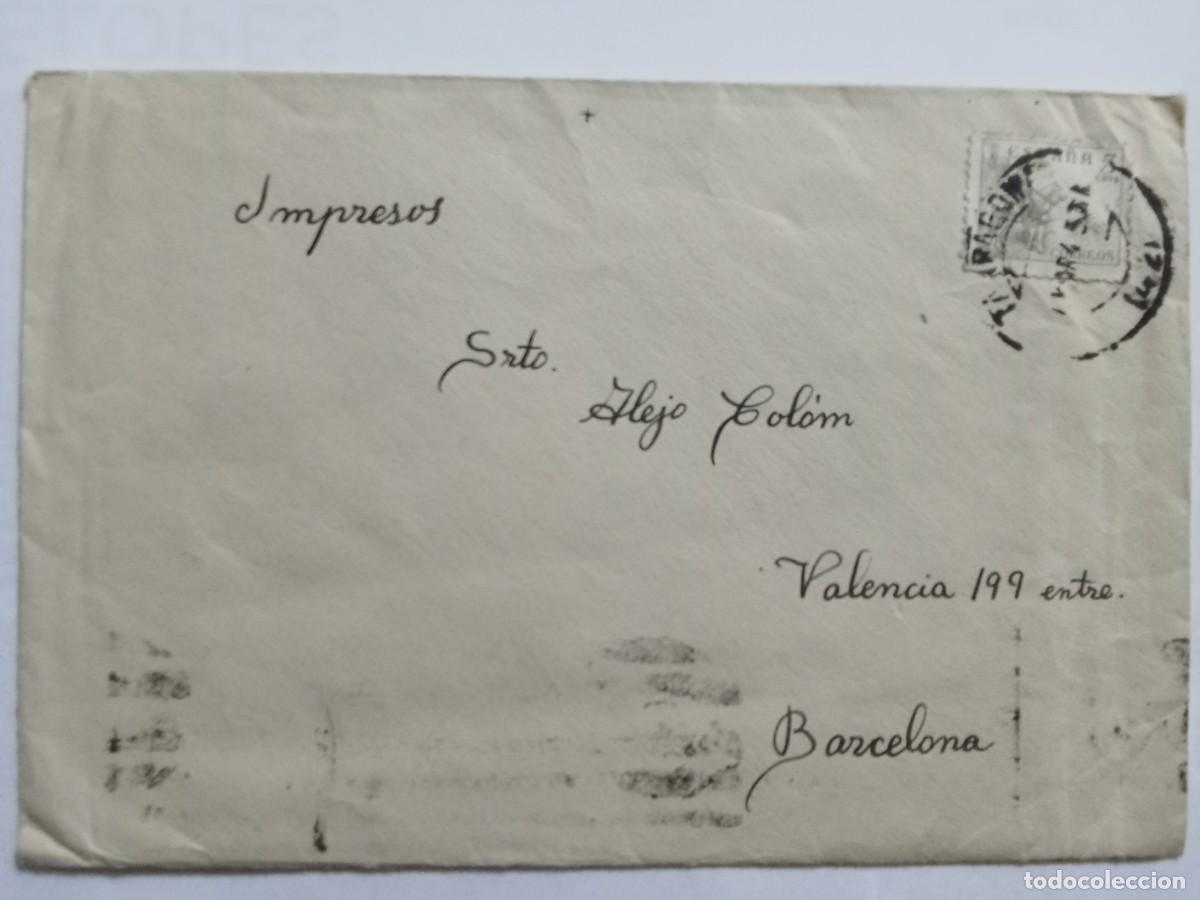 Postales: ESPA&Ntilde;A A&Ntilde;O 1945, SOBRE CIRCULADO DE TARRAGONA A BARCELONA.