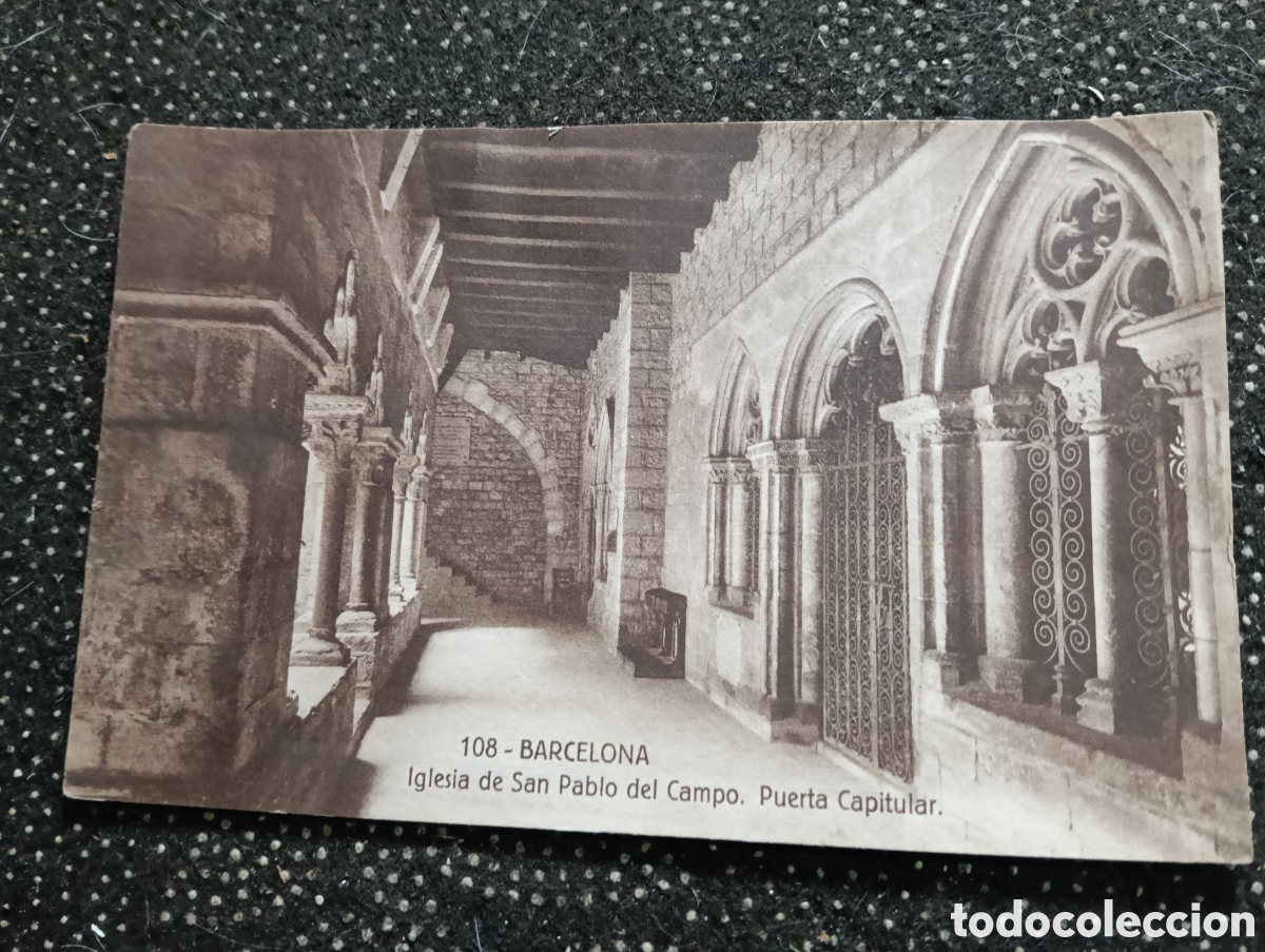 Postales: 1929 Postal de la Iglesia de San Pablo del Campo, puerta capitular, Barcelona