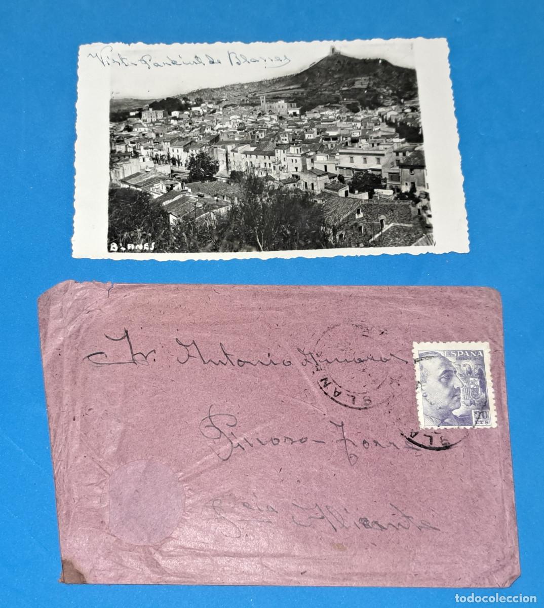 Postales: BLANES ( Girona ) - FOTO POSTAL - A&Ntilde;O 1945 - CON EL SOBRE DE ENV&Iacute;O ORIGINAL - VISTA PARCIAL
