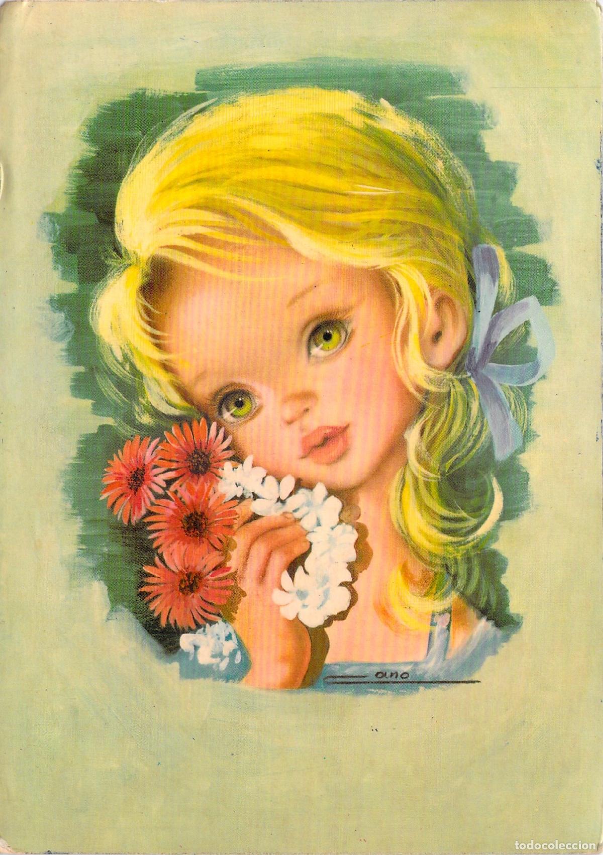 Postales: Tarjeta Postal Ni&ntilde;a con Flores Edicromo Serie 1259 Ilustraci&oacute;n