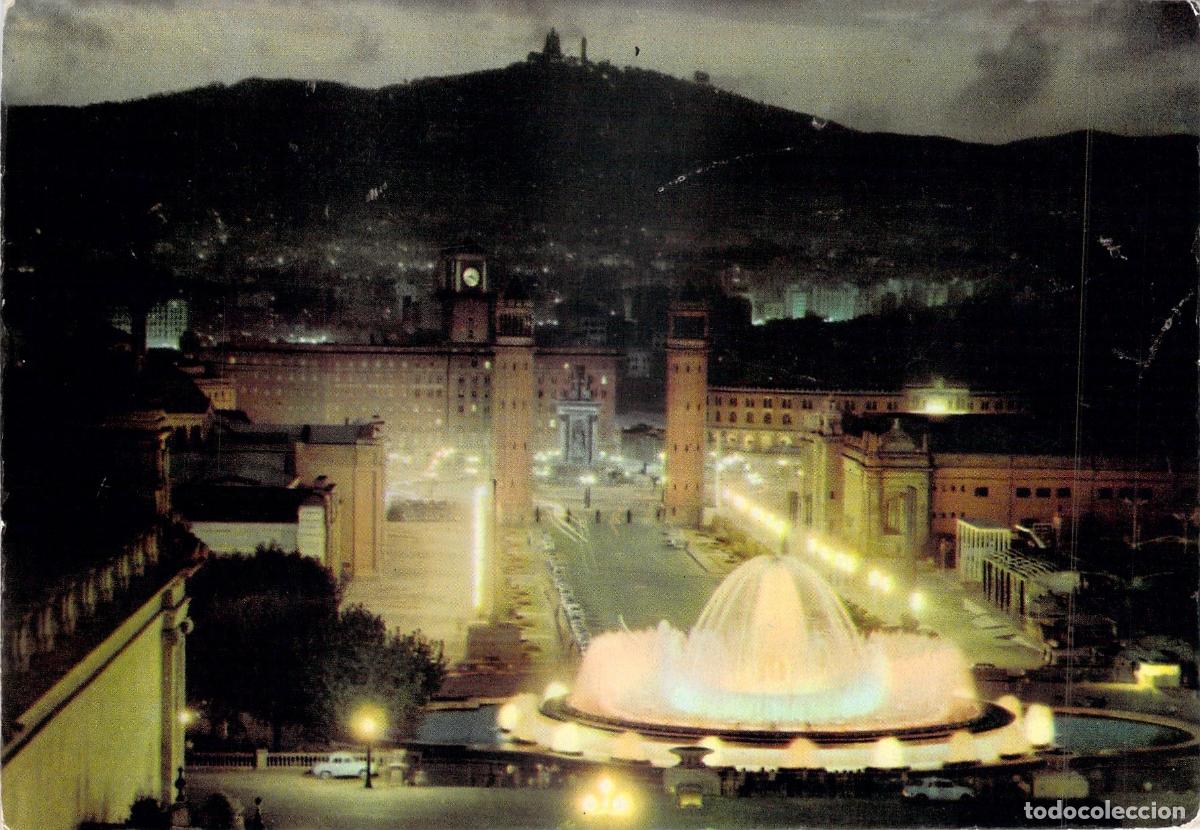 Postales: Postal de la Fuente M&aacute;gica de Montju&iuml;c y Tibidabo en Barcelona