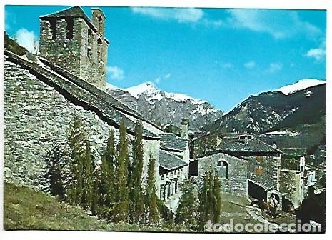 Postales: IGLESIA Y VISTA PARCIAL. AL FONDO NURIA.- QUERALBS / GIRONA
