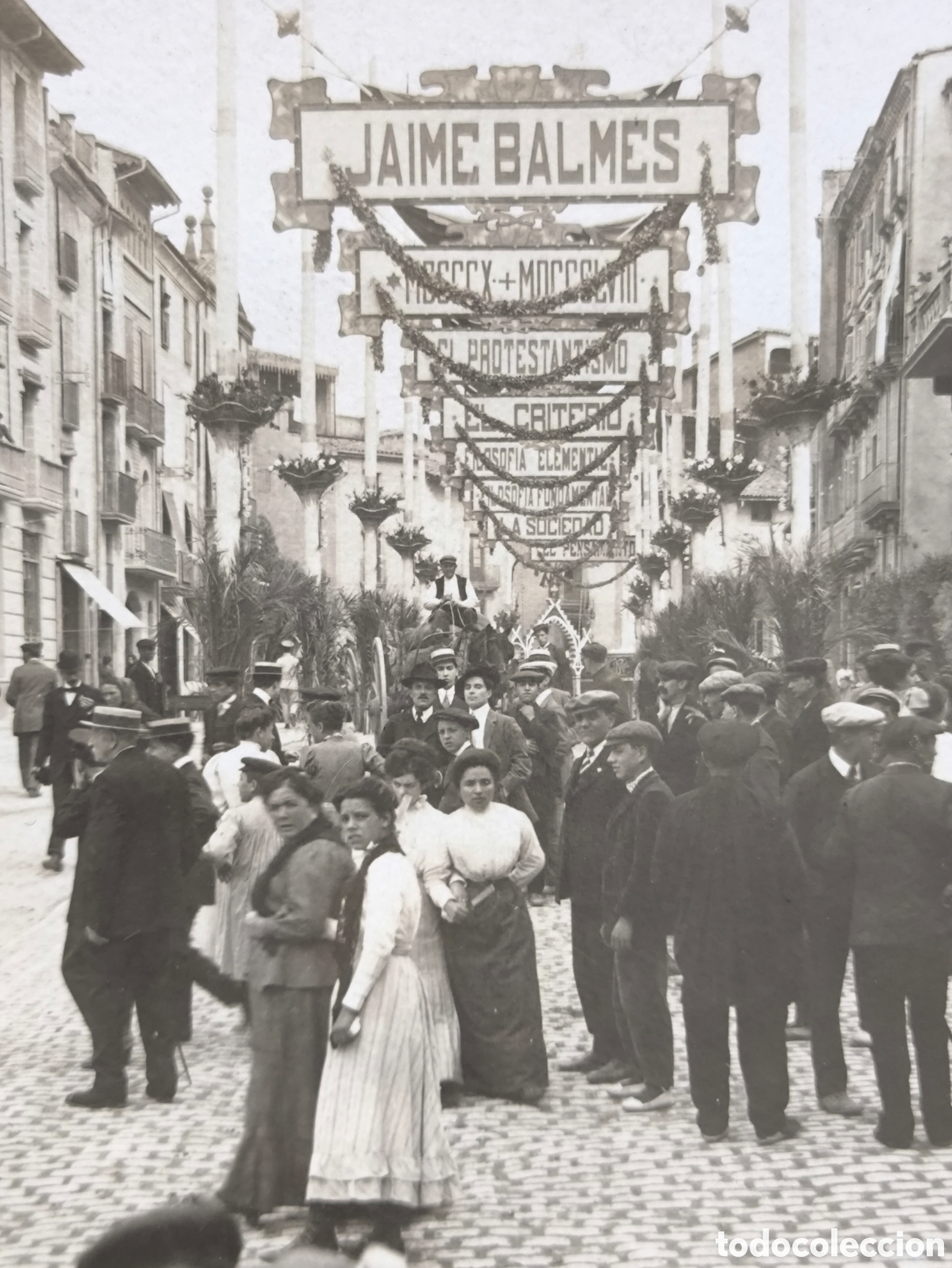 Postales: VIC RAMBLA DAVALLADAS CELEBRACI&Oacute; JAUME BALMES POSTAL FOTOGR&Aacute;FICA ANIMADA BARCELONA C. 1910
