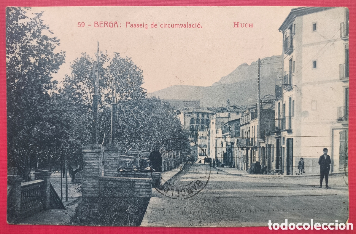 Postales: BERGA PASSEIG CIRCUMVAL&middot;LACI&Oacute; POSTAL ANIMADA FOTOTIPIA CIRCULADA